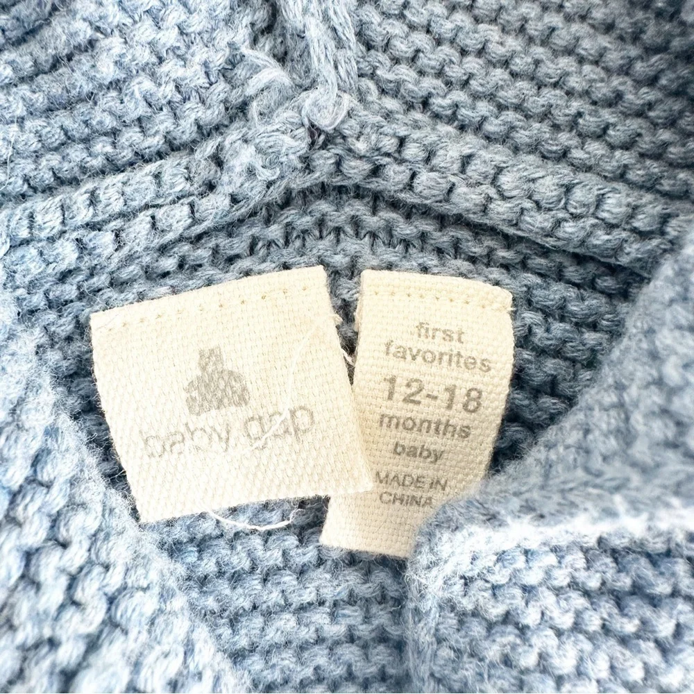 Baby Gap Baby Bear Garter Cardigan Light Indigo Blue Size 12-18 Months